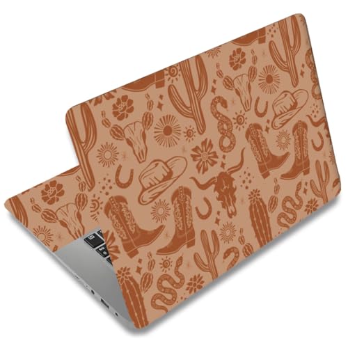 SUPERDANT 3 Pcs Laptop Skin Sticker Cover Decal Western Style PVC Waterproof Scratch-Resistant Cowboy Boots Cactus Trim-to-Fit for 12-15.6 Inch Notebook Wrap Personalize 14.9x10.6in - style: Western Style