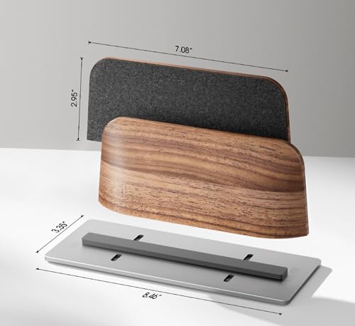 UPERGO Vertical Laptop Stand for Desk, Laptop Holder to Dock MacBook, MacBook Pro and Other Laptops, Black Walnut Wood | Solid Black Walnut Wood & Aluminum, Adjustable 0.79"–1.42", Scratch-Resistant Pads, Anti-Slip Base, Natural Wood Grain