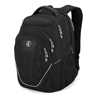 Swissdigital Design Large Travel Backpack For Men, TSA-Friendly Business Laptop Backpack, USB Charging Port，RFID Protection Tech Backpack Fits 15.6Inch Laptop Black/Green | J16BTF-21 - color: Black/Green