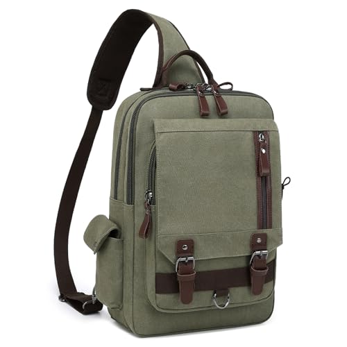 mygreen Canvas Cross Body Messenger Bag Shoulder Sling Backpack Travel Rucksack - color: Army Green-xl, size: X-Large