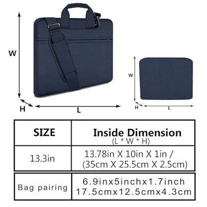 Hseok Laptop Shoulder Bag 13-14 inch Shockproof Water-Resistant HandBag with Small Case Compatible with MacBook Pro/Neo 14" M5/M4/M3/M2/M1, Mac Air/Pro 13.3", XPS 13/14, Most 13"-14" PC,Blue - color: Blue, size: 13"-14"