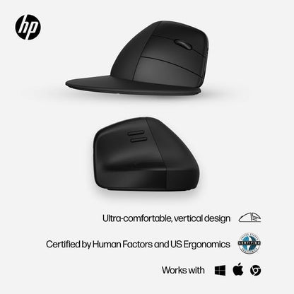 HP 920 Ergonomic Vertical Mouse Wireless Bluetooth 5.3 & USB Dongle, 5 Programmable Buttons, 16 Week Battery, Multi-Device, Multi-OS - style: Vertical Ergo