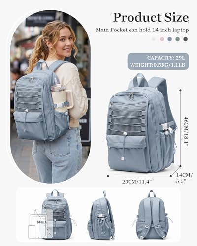 suwasp College Backpack for Women, Waterproof Laptop Backpack Fits 15.6 Inch Laptop, School Bookbag with Water Bottle Pocket, Anti Theft Work Backpack for College, Travel, Commuter, - color: Peacock Blue