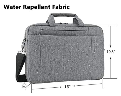 KROSER Laptop Bag 15.6 Inch Briefcase Shoulder Bag Water Repellent Laptop Bag Bussiness Carrying Handbag | Built-in luggage strap & TSA friendly, multi compartments, suitable for business, office, travel, men and women - color: Grey