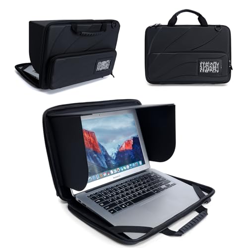 Laptop Sun Shade Bag for 13-14 Inch,Chromebook Protective Sleeve Case Blocks Sunlight with Portable Shield Cover for Working Outside,Protects Privacy, Anti-Glare, Computer Hard Shell (Patent Pending) - size: 13-14inch