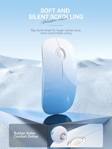 RAPIQUE Bluetooth Wireless Mouse, BT5.1＆ 2.4G Slim Dual Mode, Gradient sky blue - color: Gradient sky blue