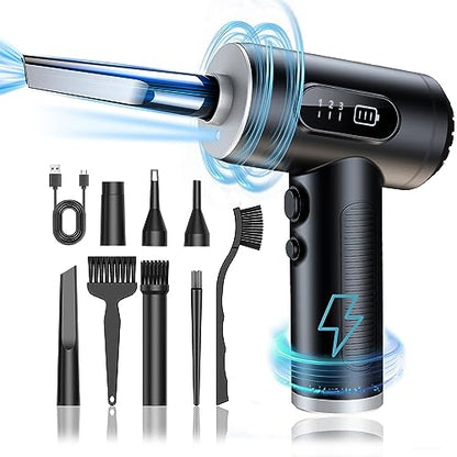 Electric Compressed Air Duster, 3-Gear Dust Blower for Computers Cordless PC Dusters Keyboard Electronics Cleaning Kit - 50000RPM 6000mAh Rechargeable with LED Light Display