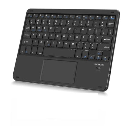 Wireless Bluetooth Keyboard, Rechargeable Bluetooth Keyboard with Trackpad, Compatible with iPad, Smartphone, Computer, Windows, iOS, Android, Black - color: Black+Light