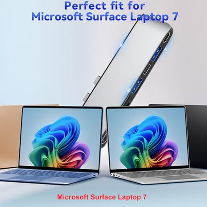 Surface Laptop 7 USB Hub Docking Station, Surface Laptop 2024 Accessories with 4K HDMI, USB-C Thunerbolt 4 (8K Display+40G Data+100W Charging), 2 USB 3.0, USB-C, SD/TF, hub for Surface Laptop 7 (2024) - color: For Surface Laptop 7