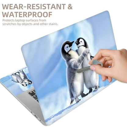 Universal Laptop Skin Sticker for 12/13/14/15.6 Inch Laptops, Reusable Vinyl Laptop Decal Cover, Waterproof Scratch Resistant Notebook Skin with 2 Wrist Pads,Two Penguin Chicks - color: Two penguin chicks