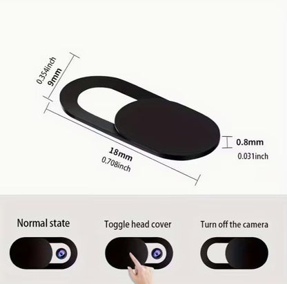 Webcam Privacy Slider Cover for Laptop, Phone, Tablet, Black, Ultra Thin 0.8mm, 18mm x 9mm, 5 Pack