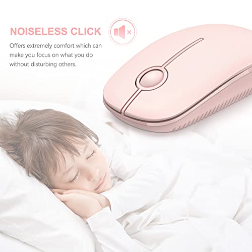 Unipows Wireless Mouse-2.4G Slim Portable Computer Mouse, Pink | Nano Receiver, Less Noise Mobile Optical Mice for Notebook, PC, Laptop, Desktop - color: Pink