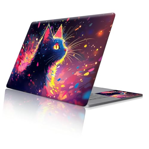 Reusable Universal Laptop Skin Sticker, Cut to Fit for 11.6–15.6 Inch Laptops, Waterproof Protective Film, No-Residue - Neon Cat - color: Neon Cat