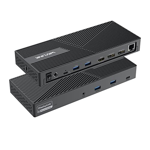 WAVLINK Docking Station 3 Monitors, 12-in-1 DisplayLink Docking Station with 100W PD Charging Triple 4K@60Hz HDMI+DP Gigabit Ethernet 5Gbps USB 3.0 Audio for Dell/HP/Lenovo/MacBook Neo