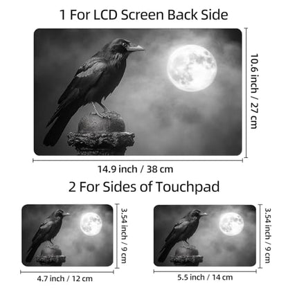 Universal Laptop Skin Sticker Decal, 12"-15.6" Aesthetic Vinyl Wrap, Raven Moon Night Waterproof Notebook Cover Art Protector for MacBook HP Dell Lenovo, Fits 13" 14" 15" 15.6" - color: Raven Moon Night