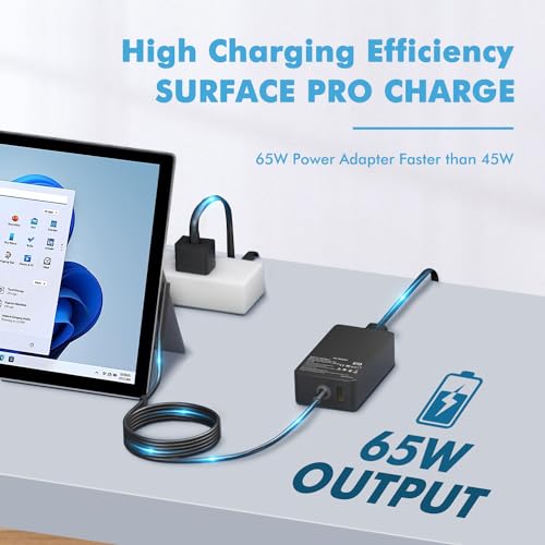 65W Surface Pro Laptop Charger Compatible with Microsoft Surface Pro 11 10 9 8 7 6 5 4 3 X Power Adapter,Surface Laptop 1 2 3,Compatible for Both Microsoft Surface Book Laptop,Works with 65W&44W&36W - color: BLACK2
