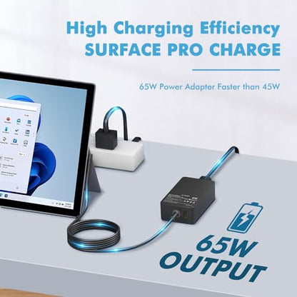 65W Surface Pro Laptop Charger Compatible with Microsoft Surface Pro 11 10 9 8 7 6 5 4 3 X Power Adapter,Surface Laptop 1 2 3,Compatible for Both Microsoft Surface Book Laptop,Works with 65W&44W&36W - color: BLACK2