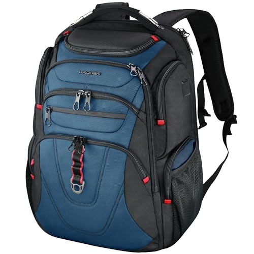 KROSER Travel Laptop Backpack 17.3 Inch XL Computer Backpack for Men/Women | TSA Friendly Travel Water-Repellent College Daypack Business Backpack with RFID Pockets & USB Port Black/Haze Blue - color: Black/Haze Blue-17.3, size: 17.3 inch
