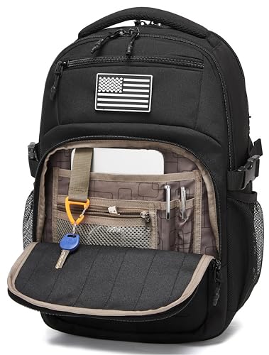 Wotony Military tactical backpack Laser-Cut MOLLE Webbing, backpack for men black small tactical assault bag (Black, 20 inch) - color: Black, size: 20 inch