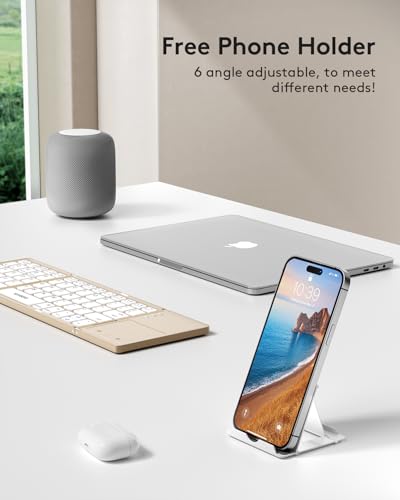 Samsers Foldable Bluetooth Keyboard with Touchpad, Ultra Slim Compact, Gold | Multi-touch Trackpad, Full Size, Phone Holder, USB-C Charging, 1 Device, for Android Windows iOS Mac OS, Mobile Productivity - color: Desert Gold, size: 1-Device