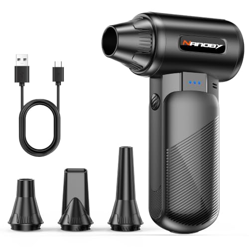 X213 Compressed Air Duster, 130000RPM, 3-Speed Adjustable, Electric | Mini Air Blower, Rechargeable, 4 Nozzles, Cordless, 0.5lb Portable, for Computer, Keyboard, House, Outdoor and Car