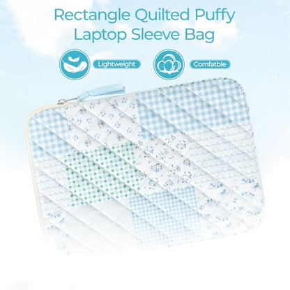 11.6 inch Cotton Quilted Laptop Sleeve for Women, Aesthetic Puffy Laptop Case Carrying Bag Compatible with MacBook Air/Pro 11.6, Soft Computer Liner Bag (Green Blue Pin, 11.6 inch) - color: Green Blue Pin, size: 11.6 inch