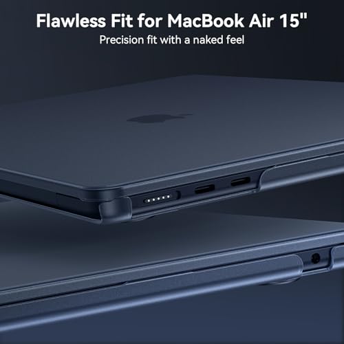 EooCoo Compatible with MacBook Air 15 inch Case M5 2026 2025 2024 2023 M4 M3 M2 Model A3448 A3241 A3114 A2941, Frosted Plastic Hard Shell Cover, Matte Finish Surface, Matte Midnight - color: Frost Midnight