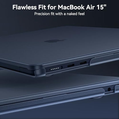 EooCoo Compatible with MacBook Air 15 inch Case M5 2026 2025 2024 2023 M4 M3 M2 Model A3448 A3241 A3114 A2941, Frosted Plastic Hard Shell Cover, Matte Finish Surface, Matte Midnight - color: Frost Midnight