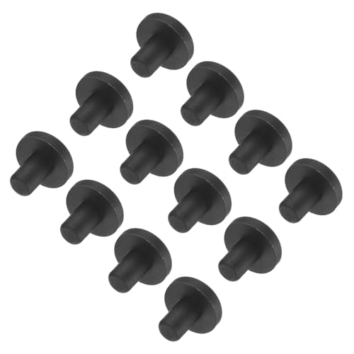 uxcell High Temp Silicone Plug Mount Dia 5mm/0.2 inch t Shaped Rubber Stopper Hole Plugs for Powder Coating Plating Waterproof Plugs Sealing Plugs Black Pack of 12(OD 12mm) - size: 5x12mm