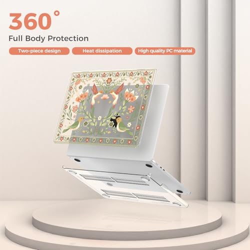 iCasso for M4 MacBook Air 13 inch Case 2026 2025-2022 M3 M2 Model A 3240 A3113 A2681, Sturdy Protective Hard Shell Case for Mac Air 13.6", Keyboard Cover + Screen Protector,Birdie Clear - color: C-Birdie Clear