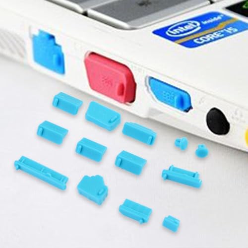 13Pcs/Set Protective Silicone USB RJ45 Port HDMI Interface Cover Anti-Dust Plug Dust Stopper Computer Accessories Dustproof Cover(Pink) - color: pink