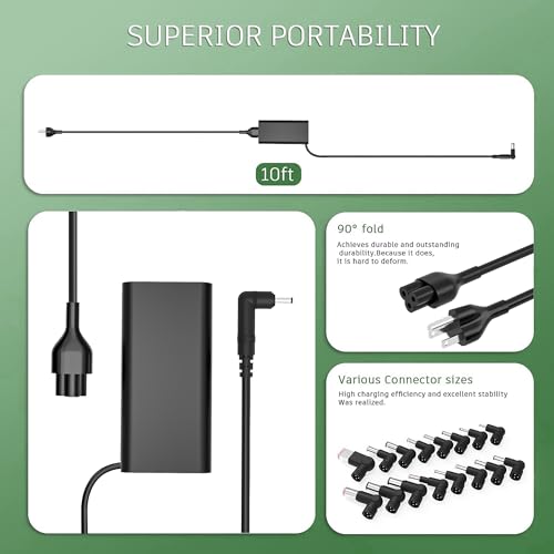 SZGUDULO 90W Universal Slim Adapter Laptop Charger for Dell HP Acer 16 Tips | Laptop Charger Compatible with Dell HP Acer Asus IBM Sony Fujitsu Gateway Notebook Ultrabook Chromebook Power Supply Cord