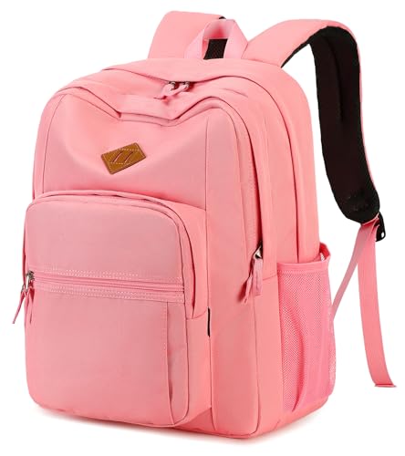 abshoo Girls Solid Color Backpack For College Women Water Resistant School Bag (Peach Pink) - color: Peach Pink, size: 16.5 Inc