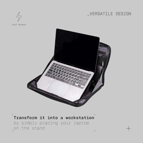 The Frenchie Co. 2-in-1 Speed Briefcase, Laptop Briefcases with Collapsible Workstation Stand, Backpack & Briefcase Carry Options, Made of Ballistic Nylon - color: Black