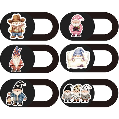 6Pcs 6 Styles Computer Camera Cover Slide 0.03 Inch Ultra Thin Webcam Cover for Mini PC Phone Laptop Desktop Tablets Notebook Gnome Design Plastic Durable Privacy Protectors for Home Use - color: Gnome-1