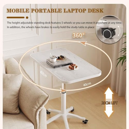 Height Adjustable Compact Laptop Desk, Pneumatic Sit Stand Table, Mobile Standing Desk with 5 Wheels, Portable Spacious Sofa Side Table, Easy to Install(C) - color: C
