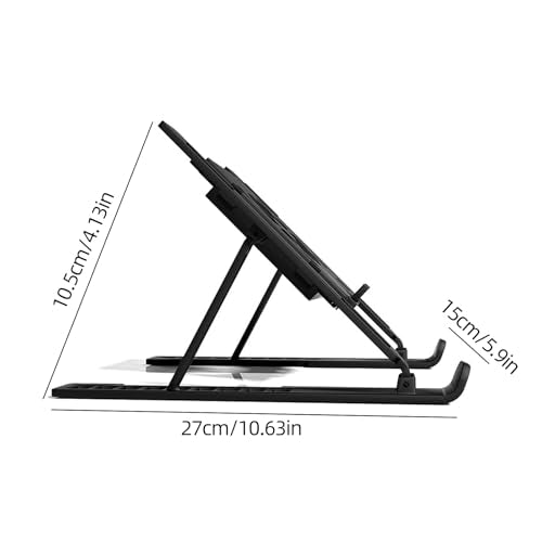 Adjustable Laptop Stand with Fan, Foldable Desktop Mount for Notebook or Tablet, Black - color: Black