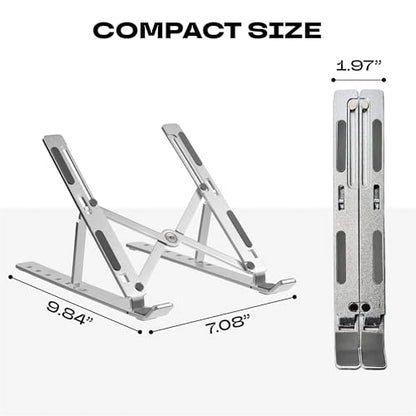 Laptop Stand Adjustable – 7-Level Foldable Aluminum Riser, Portable Laptop Holder for Desk, Compatible with 9-15.6 Inch Laptops, Ergonomic & Sturdy