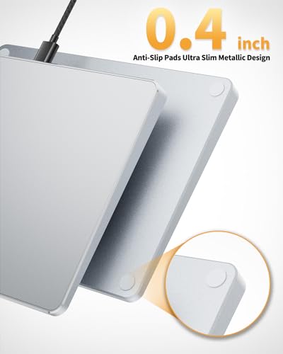 ProtoArc Wired USB Trackpad Mouse for Windows 10/11, Large High-Precision Touchpad Mouse, Multi-Gesture with Ultra Slim Portable Aluminum Trackpad for Computer/Desktop/Laptop, White and Silver