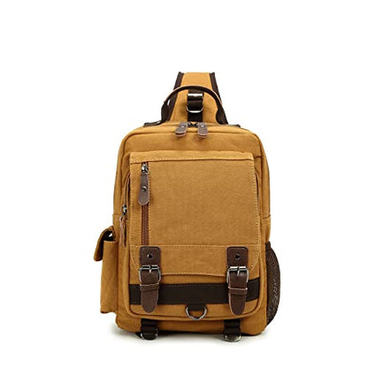 Sechunk Canvas Messenger Bag Sling Bag Crossbody Bag Shoulder Bag Retro Cross Body Handbags - color: Yellow, size: Small