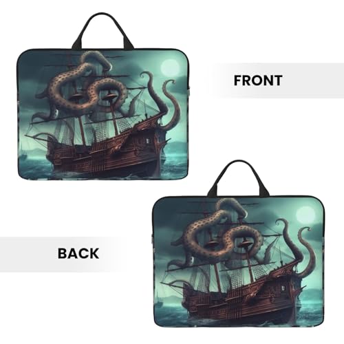 14 Inch Laptop Sleeve Case Waterproof Lightweight Laptop Case Bag Octopus Ship Travel Laptop Bag With Handle Briefcase Messenger Bag For Women Men