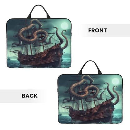 14 Inch Laptop Sleeve Case Waterproof Lightweight Laptop Case Bag Octopus Ship Travel Laptop Bag With Handle Briefcase Messenger Bag For Women Men