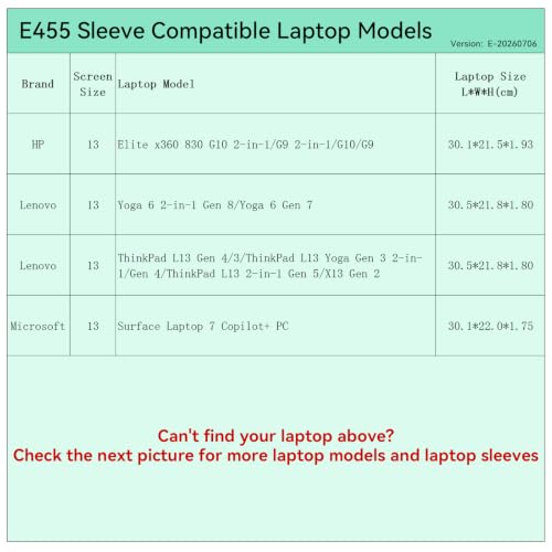 Smatree Elite Laptop Sleeve for 13 inch HP/ASUS/Lenovo/Microsoft | for 13 inch HP Elite x360 830 G10/G9/Elitebook,ASUS ROG Flow,Lenovo ThinkPad L13/ThinkPad X13/Yoga,Microsoft Surface 7(E455) - size: 13 inch/E455/Size: 31.7*22.7cm|