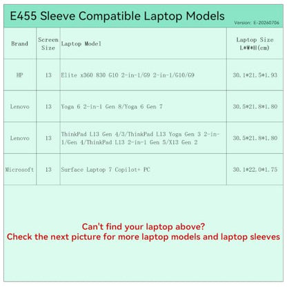 Smatree Elite Laptop Sleeve for 13 inch HP/ASUS/Lenovo/Microsoft | for 13 inch HP Elite x360 830 G10/G9/Elitebook,ASUS ROG Flow,Lenovo ThinkPad L13/ThinkPad X13/Yoga,Microsoft Surface 7(E455) - size: 13 inch/E455/Size: 31.7*22.7cm|