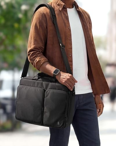 tomtoc A33 Laptop Briefcase Shoulder Bag for 15.6-16.2 Inch Laptop, Slim design with expandable large capacity for Accessory & Document Storage, Water-Resistant & Durable Recycled Fabric - size: Fits 16" laptop (Expandable)