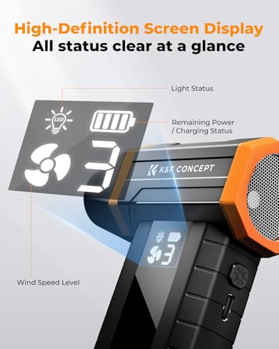 K&F CONCEPT Blower and Suction 2 in 1 Screen Display Compressed Air Duster | 10000AH,LED Light,Super Wind Power,Brushless Motor First Gear for 150 Mins,for Computer, Keyboard, Car, Home,Outdoor,BS500V