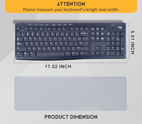 Universal Clear Waterproof Anti-Dust Silicone Keyboard Protector Cover Skin for Standard Size PC Computer Desktop Keyboards (Size: 17.52" x 5.51")