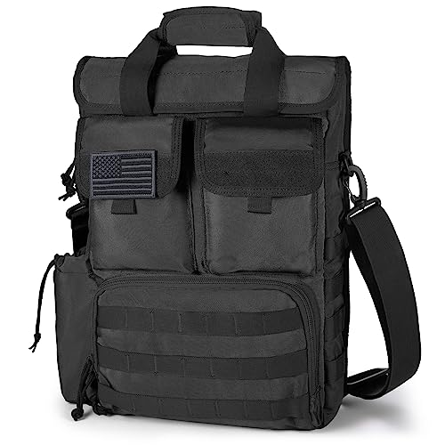 Tactical Briefcase,17.3 Inch Military Laptop Messenger Bag Shoulder Crossbody Bag Handbag for Men (17.3''Black)