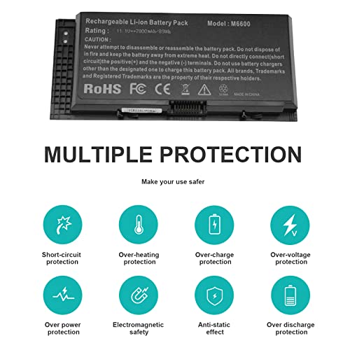 Fancy Buying FV993 M4800 M6800 Laptop Battery for Dell Precision M4600 M4700 M6700 M6600 Series,Fits RY6WH FJJ4W KJ321 PG6RC V7M28 R7PND 0TN1K5 7DWMT JHYP2 K4RDX Laptop [11.1V /7800mAh/89Wh] - size: 8.07*2.05*0.83inch M6600