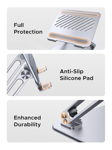 UGREEN Laptop Stand for Desk Laptop Riser Holder Foldable Portable Computer Stand Ergonomic Compatible with MacBook Pro Air Notebook and Tablets 10-17.3 Inch Silver - color: Silver